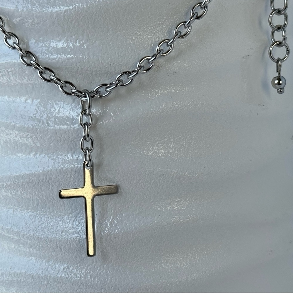 STAINLESS Steel Cross “Y” Necklace - Picture 4 of 10